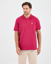 Men's White Applique Logo Organic Cotton Standard Fit Polo Neck T-shirt-10308C16