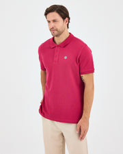 Men's White Applique Logo Organic Cotton Standard Fit Polo Neck T-shirt-10308C16
