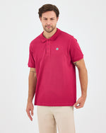 Men's White Applique Logo Organic Cotton Standard Fit Polo Neck T-shirt-10308C16