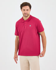 Men's White Applique Logo Organic Cotton Standard Fit Polo Neck T-shirt-10308C16
