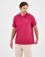 Men's White Applique Logo Organic Cotton Standard Fit Polo Neck T-shirt-10308C16