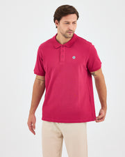 Men's White Applique Logo Organic Cotton Standard Fit Polo Neck T-shirt-10308C16