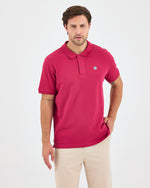 Men's White Applique Logo Organic Cotton Standard Fit Polo Neck T-shirt-10308C16