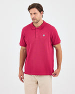 Men's White Applique Logo Organic Cotton Standard Fit Polo Neck T-shirt-10308C16