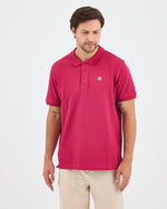 Men's White Applique Logo Organic Cotton Standard Fit Polo Neck T-shirt-10308C16