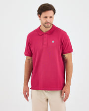 Men's White Applique Logo Organic Cotton Standard Fit Polo Neck T-shirt-10308C16