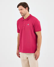Men's White Applique Logo Organic Cotton Standard Fit Polo Neck T-shirt-10308C16