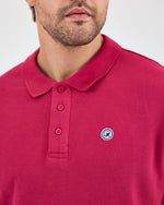 Men's White Applique Logo Organic Cotton Standard Fit Polo Neck T-shirt-10308C16