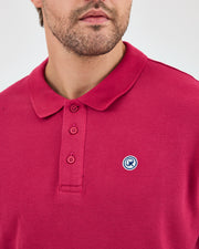 Men's White Applique Logo Organic Cotton Standard Fit Polo Neck T-shirt-10308C16