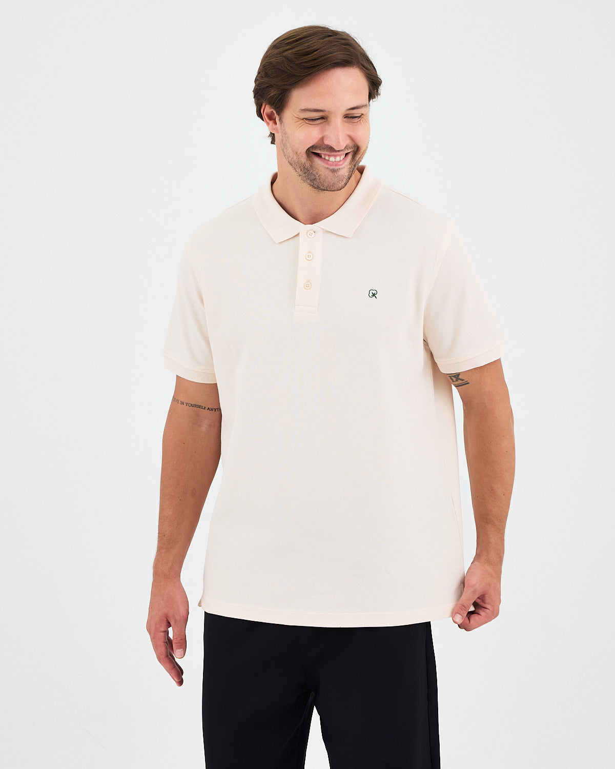 Men's Green Embroidered Standard Fit Organic Cotton Polo Neck T-Shirt-1020802