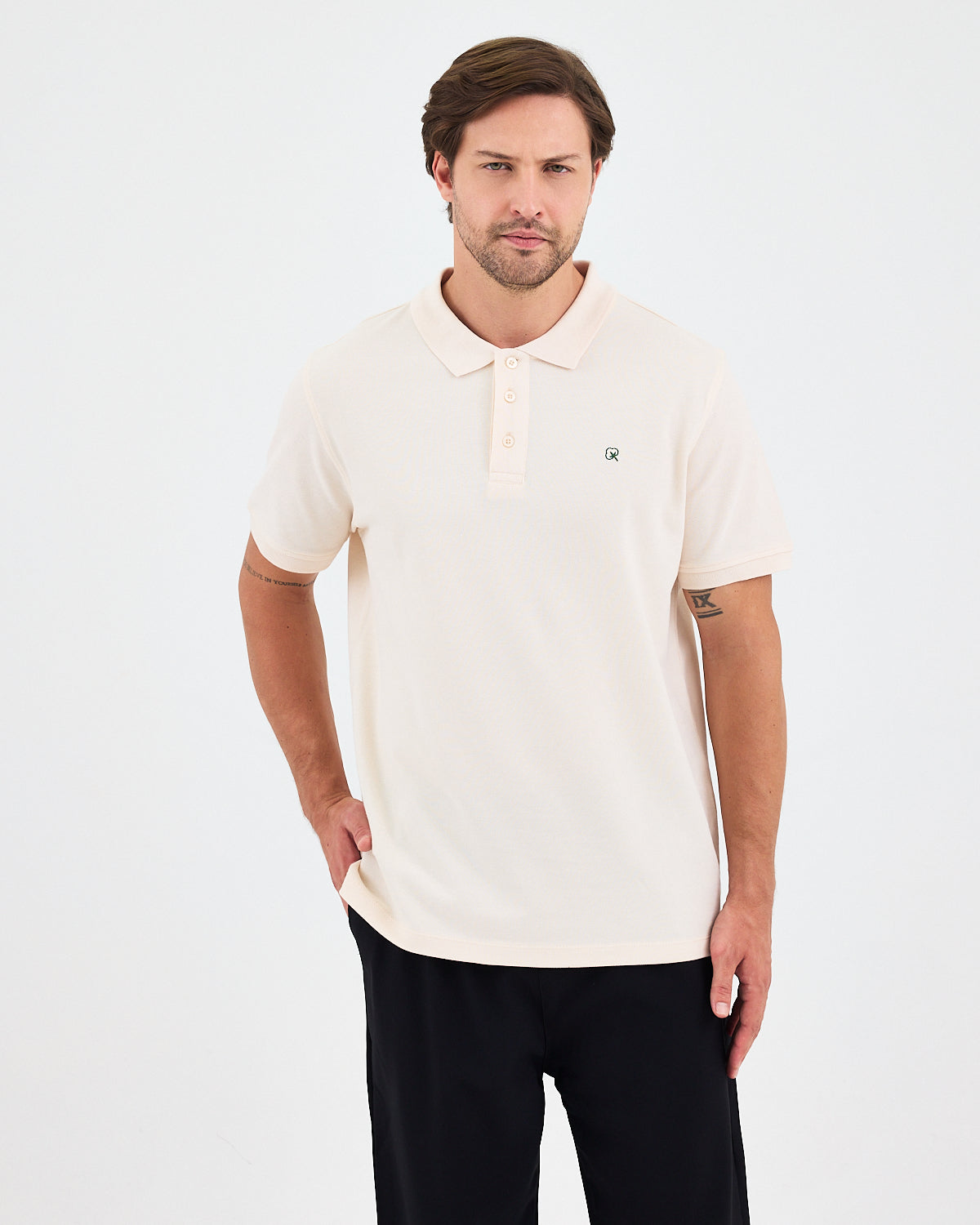 Men's Green Embroidered Standard Fit Organic Cotton Polo Neck T-Shirt-1020802