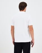 Erkek Beyaz Aplike Logo Organik Pamuk Standart Kesim Polo Yaka T-shirt
