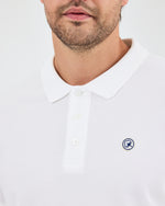 Erkek Beyaz Aplike Logo Organik Pamuk Standart Kesim Polo Yaka T-shirt