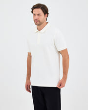 Erkek Ekru Nakışlı Standart Kalıp Polo Yaka T-Shirt – BCI Sertifikalı Pamuk