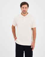 Erkek Ekru Nakış Organik Pamuklu Standart Kalıp Polo Yaka T-Shirt
