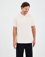 Erkek Ekru Nakış Organik Pamuklu Standart Kalıp Polo Yaka T-Shirt