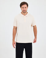 Erkek Ekru Nakış Organik Pamuklu Standart Kalıp Polo Yaka T-Shirt