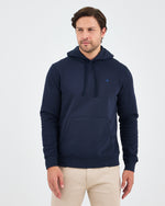 Unisex Lacivert Mavi Nakışlı Kapüşonlu Organik Pamuk Recycled Polyester Standart Kalıp Sweatshirt