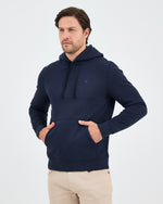 Unisex Lacivert Mavi Nakışlı Kapüşonlu Organik Pamuk Recycled Polyester Standart Kalıp Sweatshirt