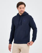 Unisex Lacivert Mavi Nakışlı Kapüşonlu Organik Pamuk Recycled Polyester Standart Kalıp Sweatshirt
