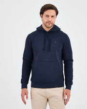 Unisex Lacivert Mavi Nakışlı Kapüşonlu Organik Pamuk Recycled Polyester Standart Kalıp Sweatshirt