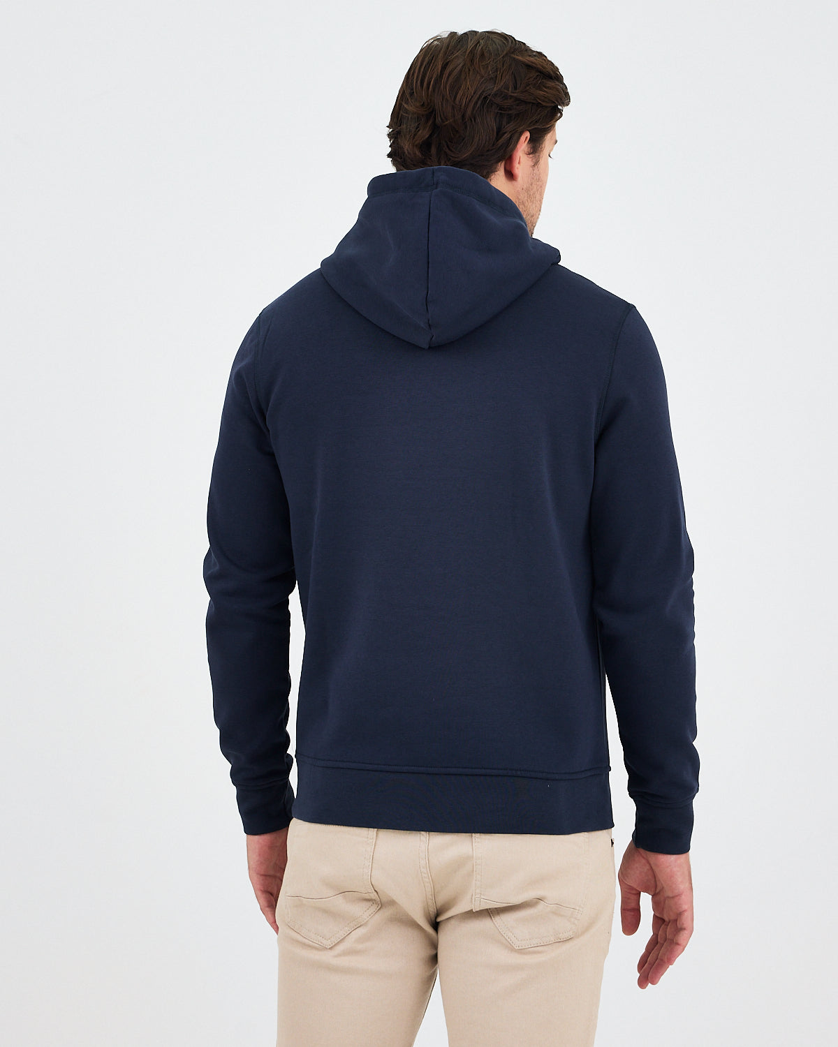 Unisex Lacivert Mavi Nakışlı Kapüşonlu Organik Pamuk Recycled Polyester Standart Kalıp Sweatshirt