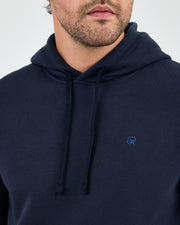 Unisex Lacivert Mavi Nakışlı Kapüşonlu Organik Pamuk Recycled Polyester Standart Kalıp Sweatshirt