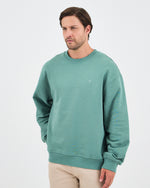 Unisex Turkuaz Nakışlı Bisiklet Yaka Organik Pamuk Oversize Sweatshirt