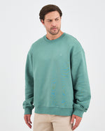 Unisex Turkuaz Nakışlı Bisiklet Yaka Organik Pamuk Oversize Sweatshirt