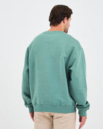 Unisex Turkuaz Nakışlı Bisiklet Yaka Organik Pamuk Oversize Sweatshirt