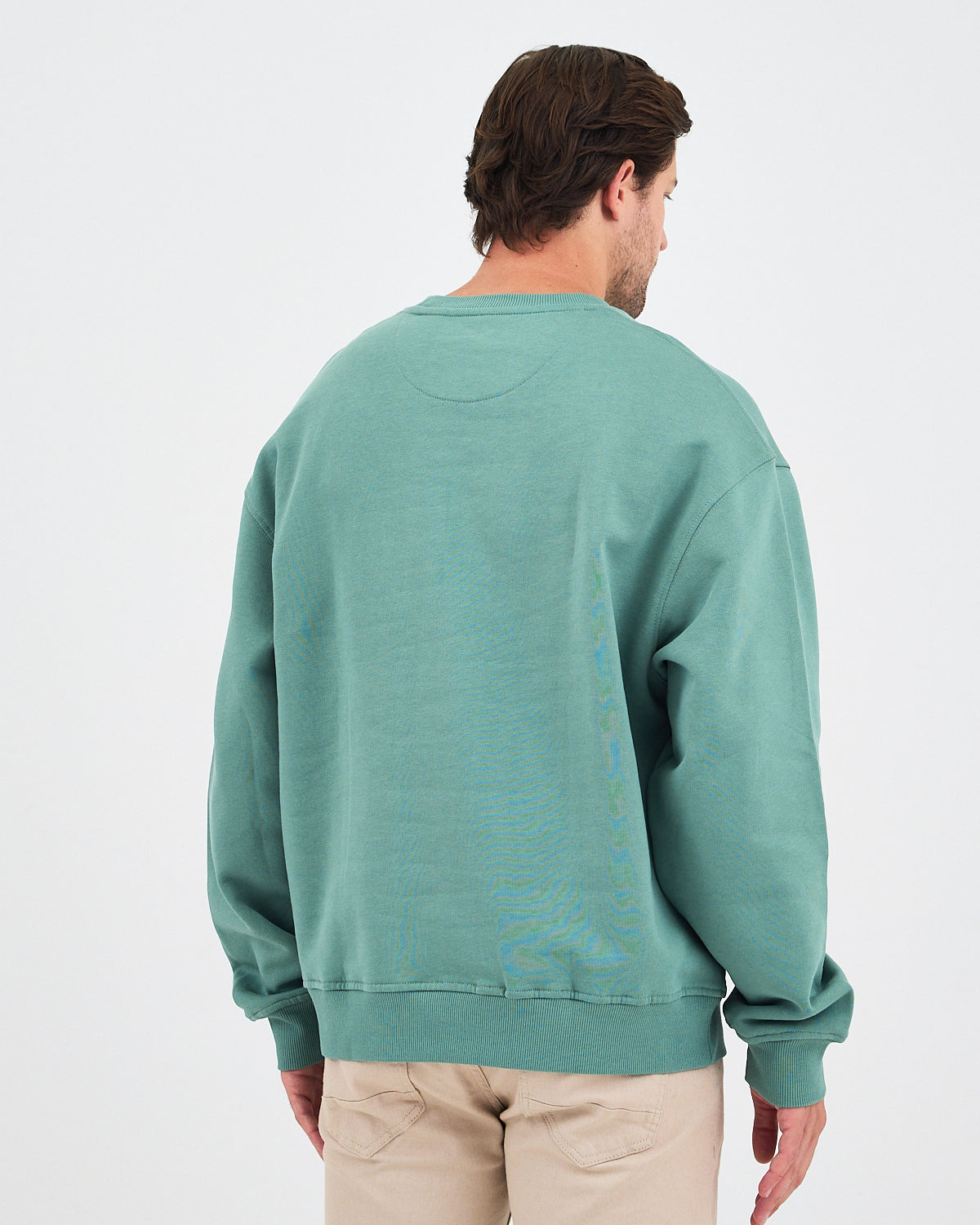Unisex Turkuaz Nakışlı Bisiklet Yaka Organik Pamuk Oversize Sweatshirt