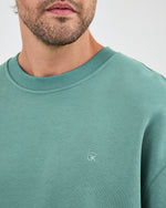 Unisex Turkuaz Nakışlı Bisiklet Yaka Organik Pamuk Oversize Sweatshirt