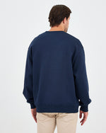 Unisex Lacivert Nakışlı Bisiklet Yaka Organik Pamuk Oversize Sweatshirt