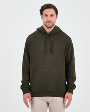Unisex Haki Nakışlı Organik Pamuklu Kapüşonlu Standart Kalıp Sweatshirt