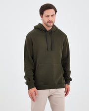 Unisex Haki Nakışlı Organik Pamuklu Kapüşonlu Standart Kalıp Sweatshirt
