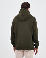 Unisex Haki Nakışlı Organik Pamuklu Kapüşonlu Standart Kalıp Sweatshirt