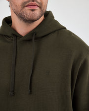 Unisex Haki Nakışlı Organik Pamuklu Kapüşonlu Standart Kalıp Sweatshirt