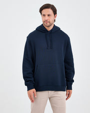 Unisex Navy Embroidered Hooded Organic Cotton Standard Fit Sweatshirt -1011204