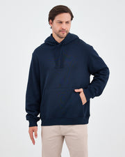 Unisex Navy Embroidered Hooded Organic Cotton Standard Fit Sweatshirt -1011204