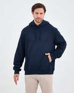 Unisex Navy Embroidered Hooded Organic Cotton Standard Fit Sweatshirt -1011204