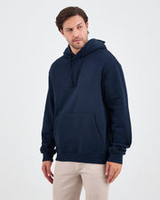 Unisex Navy Embroidered Hooded Organic Cotton Standard Fit Sweatshirt -1011204