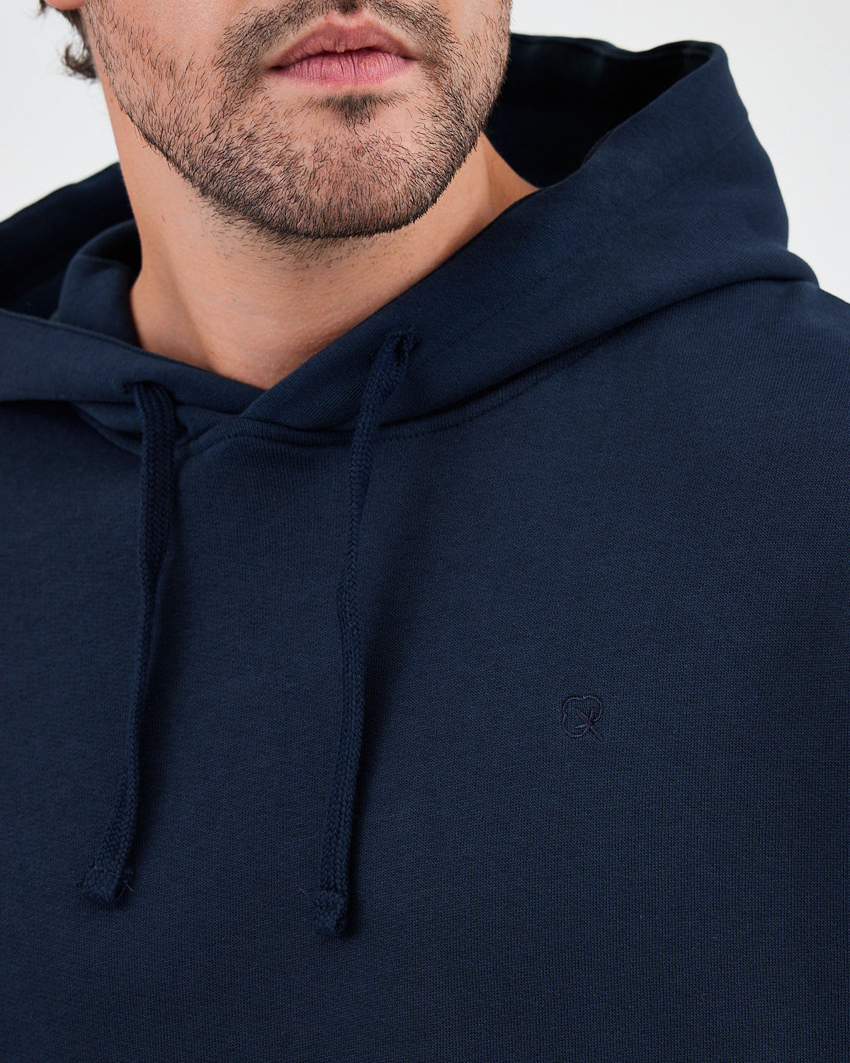 Unisex Navy Embroidered Hooded Organic Cotton Standard Fit Sweatshirt -1011204