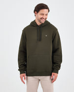 Unisex Haki Ekru Nakışlı Standart Kalıp Organik Pamuk Kapüşonlu Sweatshirt
