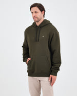 Unisex Haki Ekru Nakışlı Standart Kalıp Organik Pamuk Kapüşonlu Sweatshirt
