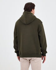 Unisex Haki Ekru Nakışlı Standart Kalıp Organik Pamuk Kapüşonlu Sweatshirt