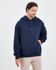 Unisex Lacivert Mavi Nakışlı Kapüşonlu Organik Pamuk Oversize Sweatshirt