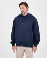 Unisex Lacivert Mavi Nakışlı Kapüşonlu Organik Pamuk Oversize Sweatshirt