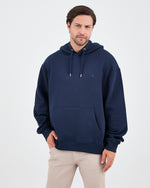 Unisex Lacivert Mavi Nakışlı Kapüşonlu Organik Pamuk Oversize Sweatshirt