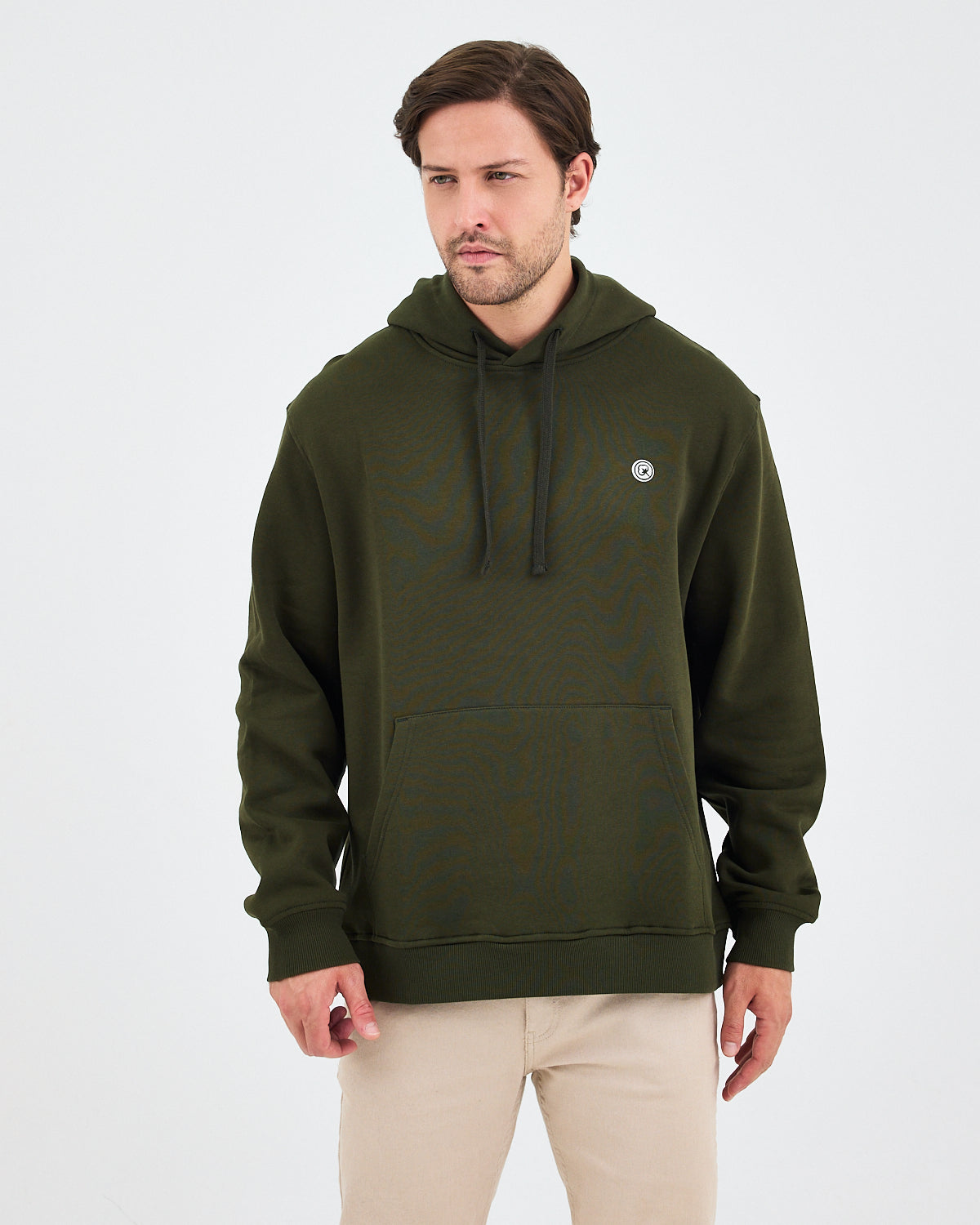 Unisex White Logo Organic Cotton Standard Fit Hoodie -1031225