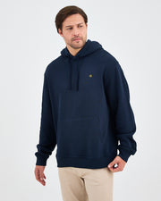 Unisex Yellow Embroidered Organic Cotton Hooded Standard Fit Sweatshirt-1021204